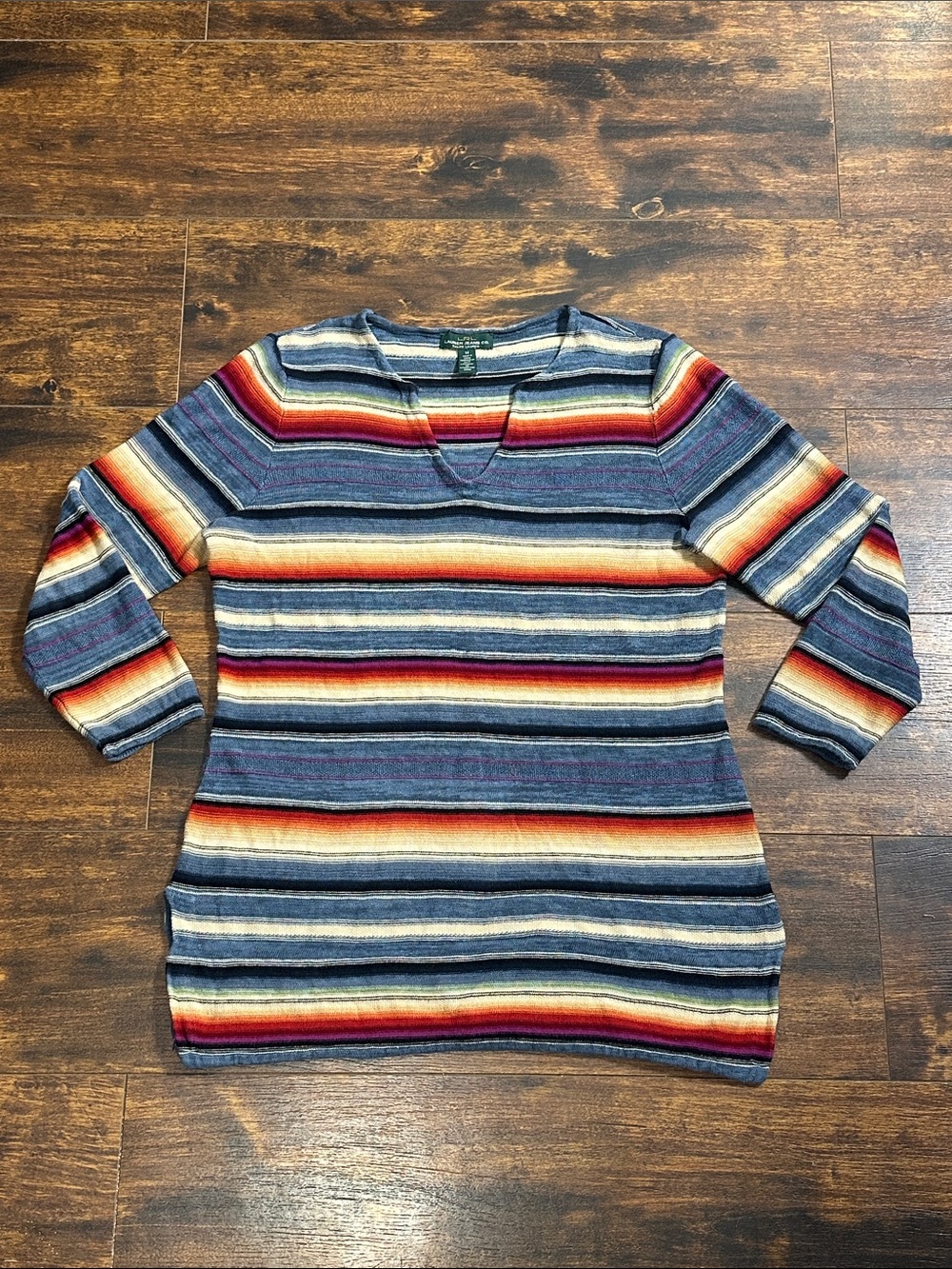 Ralph Lauren Serape Sunset Linen Cotton Sweater M Western Boho 🌅